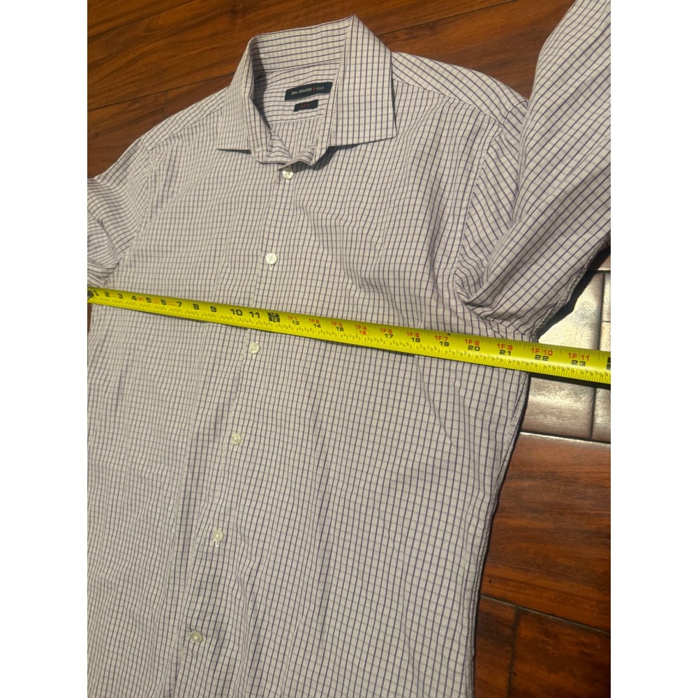 John Varvatos USA Mens Slim Fit Dress Shirt Purple White Check 16 34/35 L - Picture 7 of 10